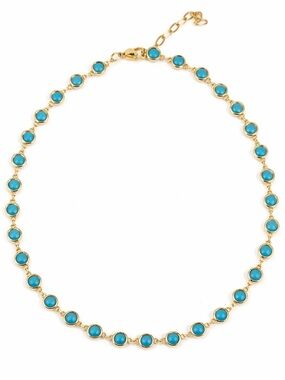 SAHIRA TURQUOISE BEZEL Gold NECKLACE NWT